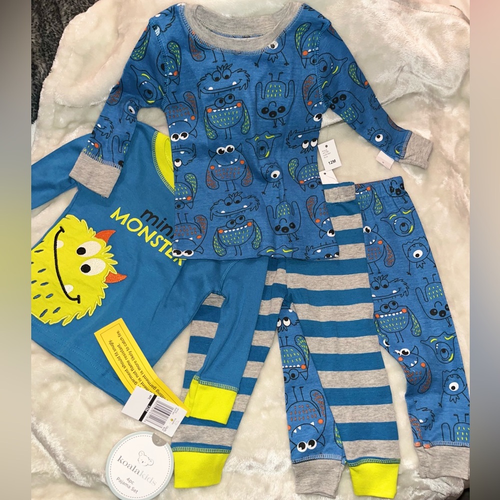 4pc mini monster pajamas, two pants and 2 shirts